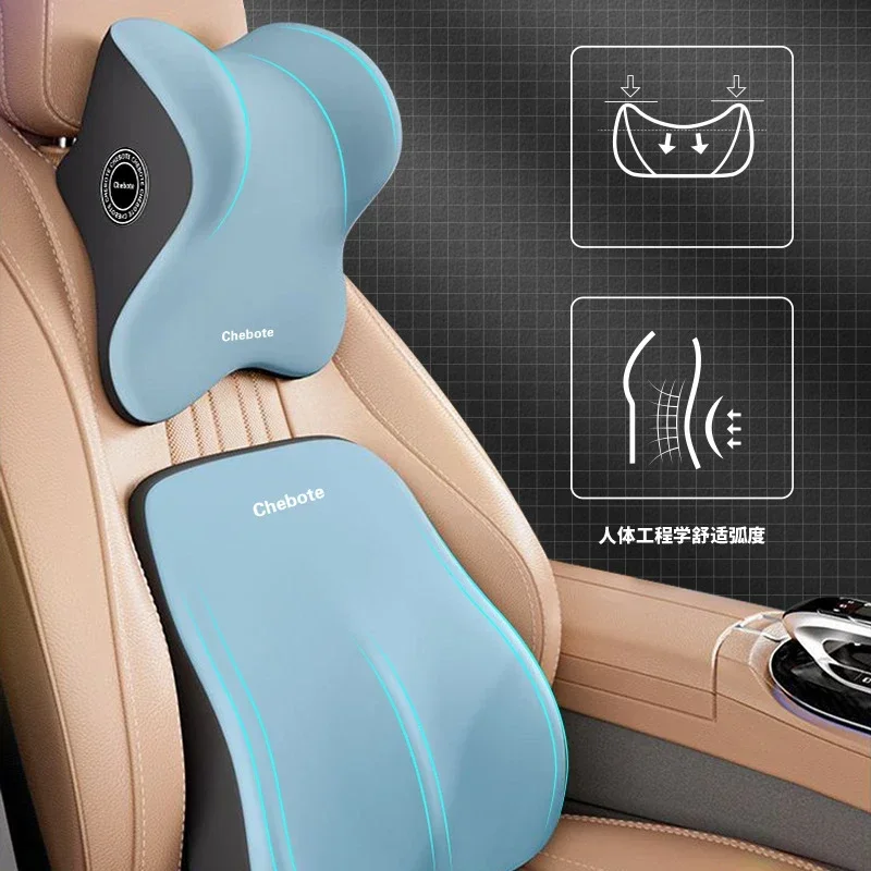 Car Pillow Memory Cotton Neck Waist Support Pad Headrest Seat Back Cushion Driver Lumbar