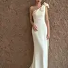 Elegant One Shoulder Mermaid Wedding Dresses Comfortable Satin Bridal Dress With Small Train New Simple Evening Dress Customized 3