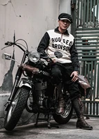 Non Stock Rugged Breeches Vintage Style Biker Pants Mens Motorcycle Trousers Black 2