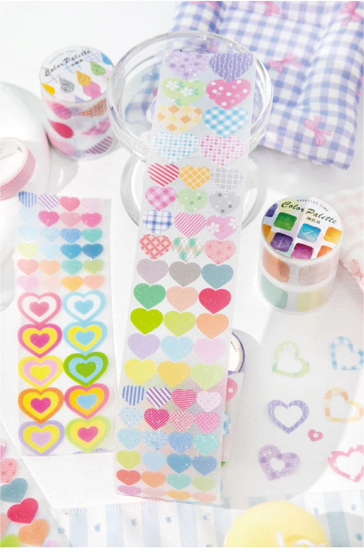 50mm * 2m Life Spectrum Series PET Flash Sand Die Cutting Stickers Creative Handbook DIY Scrapbook Handmade Aesthetic Stickers