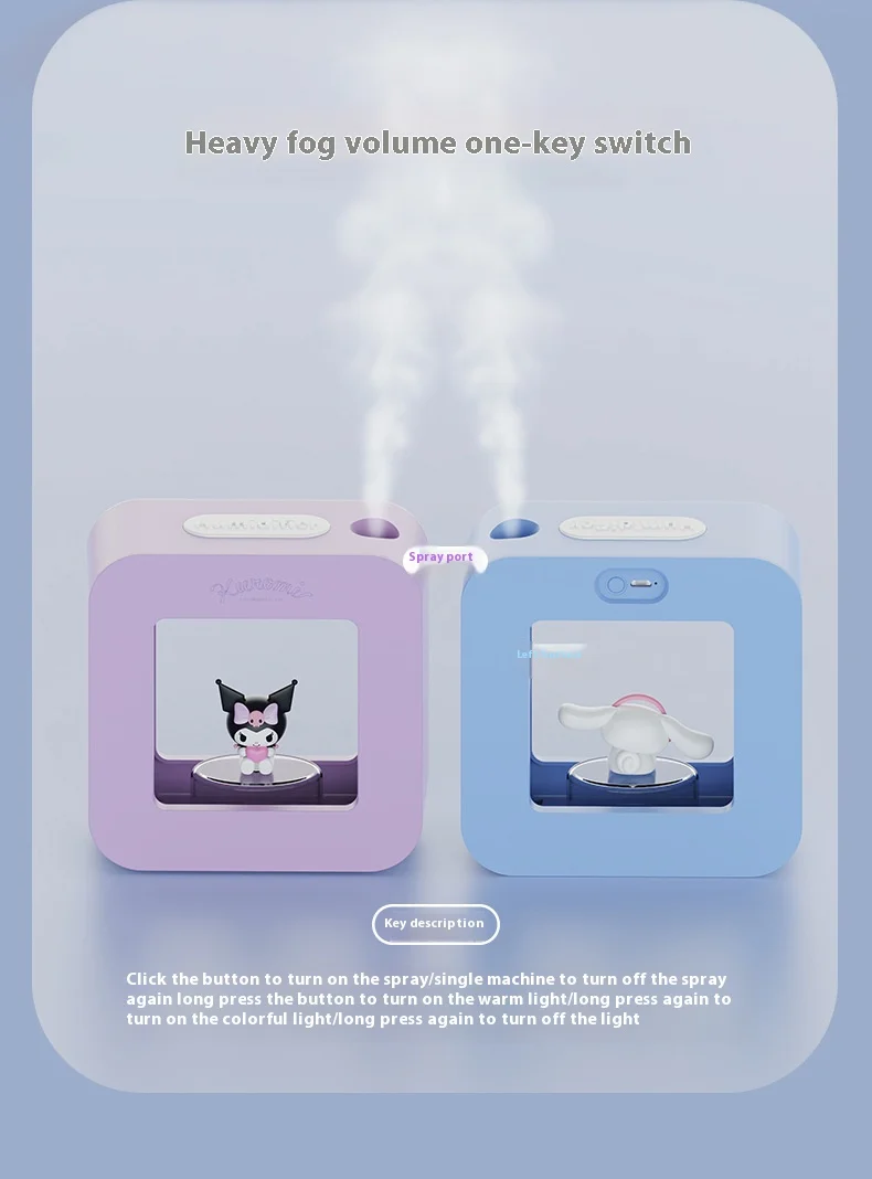 Description Picture 6 of itemKawaii Sanrio Cinnamoroll Humidifier -Kuromi Portable & Quiet - Ideal for Bedroom, Office & Car humidifiers