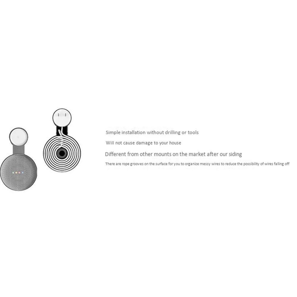 1Pcs Google Audio Wall Bracket Suitable for Google Nest Mini Second Generation Socket Hanging Hanger Bracket-Black