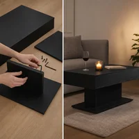 Table basse en chêne noir 96x50x45 cm en bois composite - Table de salon rectangulaire, style scandinave moderne, robuste et polyvalente pour boissons, livres et décoration 6