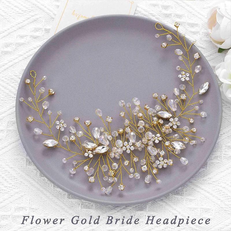 Wedding Pearl Crystal Flower Headband Tiara Hair Accessories For Bridal Headpiece Hairband Women Bride Hair Ornaments Jewelry
