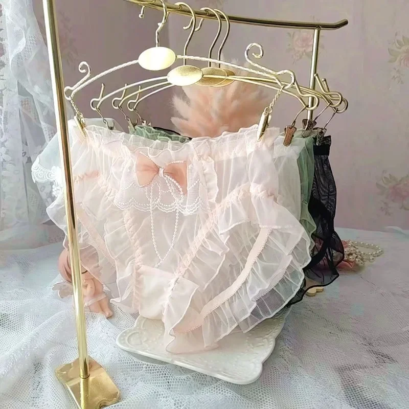 Long-Japanese-Small-Fresh-Mesh-Frilly-Princess-Triangle-Girly-Cute-Bow ...