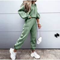Ensemble deux pièces en polaire pour femme, survêtement décontracté, surdimensionné, à capuche, manches longues, pantalon de Sport, hiver 2025, 2025 5