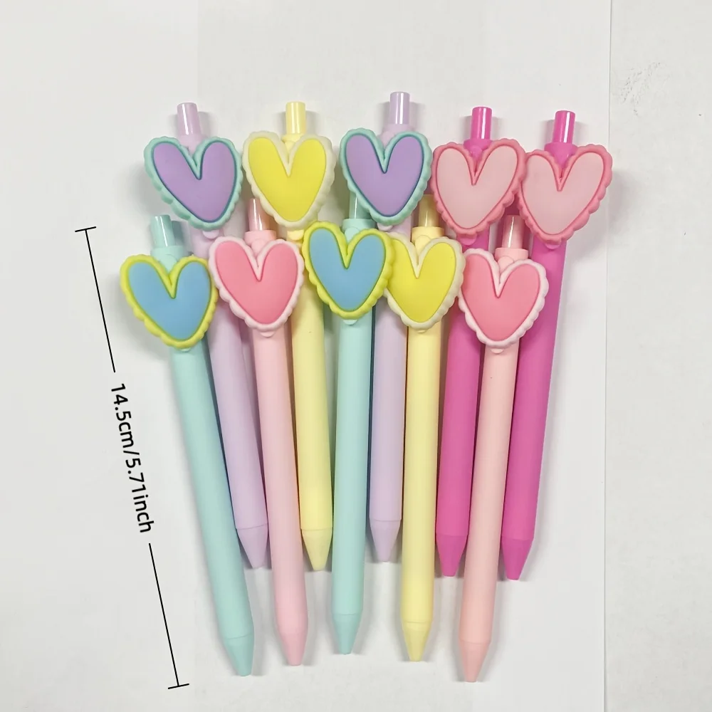 10pcs 하트 모양의 펜 검정 잉크 0.5mm 뾰족한 펜촉 결혼식 파티 사무실 문구 직장 동료 교사 생일 선물