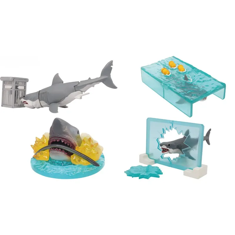 Modello In Scala Gacha Originale Giapponese Great White Shark Classic Movie Scene Shark Cage Miniature Prop Model Action Figure Toy