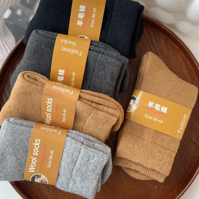 Cold Resistant Wool Socks Women Winter Warm Middle Cylinder Sock Freeze-proofing Socks Men Long-lasting High Elasticity Hosiery