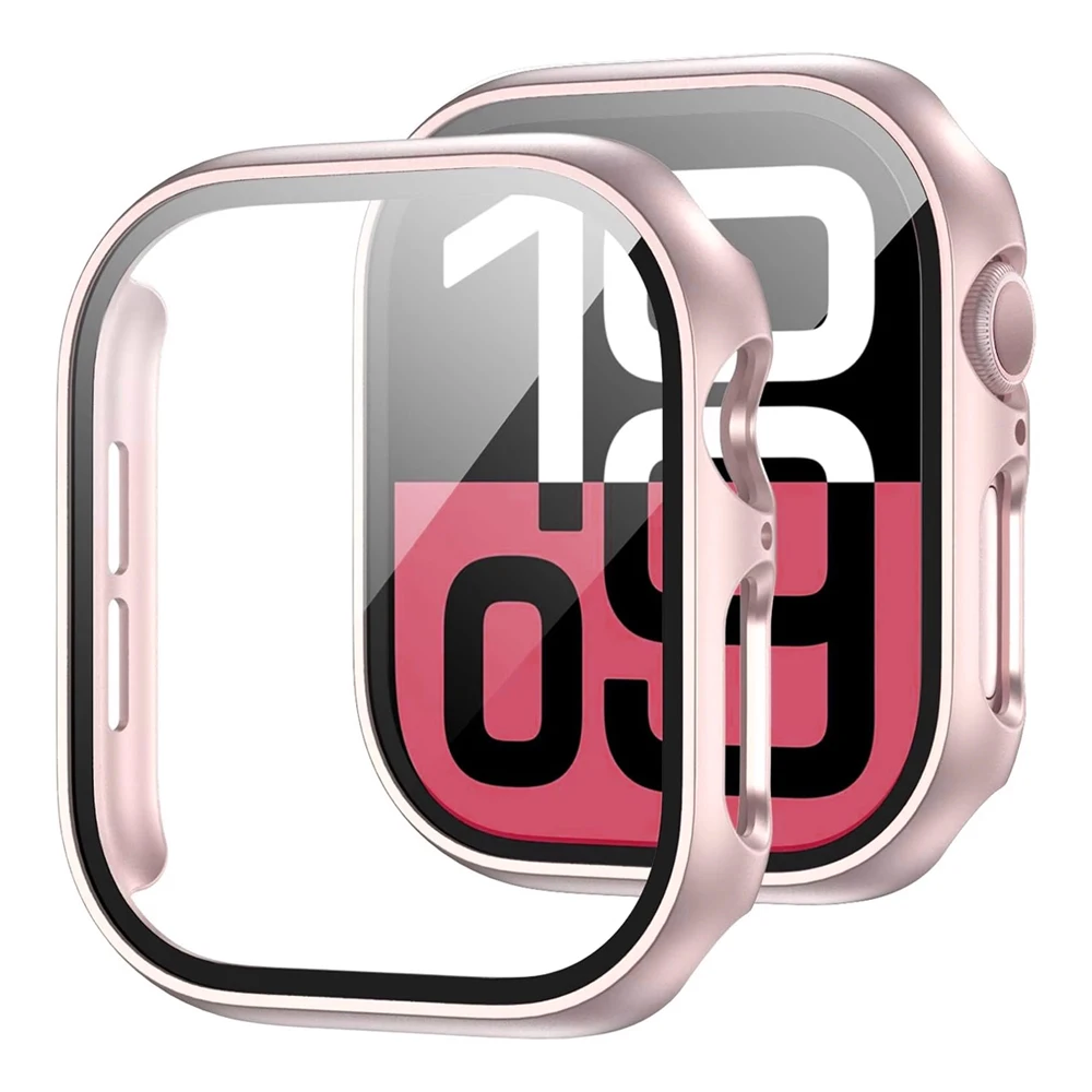 2 Pack Tempered Glass PC Bumper iWatch Screen Protector Case