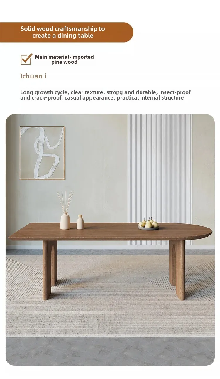 Solid Wood Island Dining Table Integrated Special-shaped Rectangular Wall Oval Household Desk Dining Table And Chair Combination
