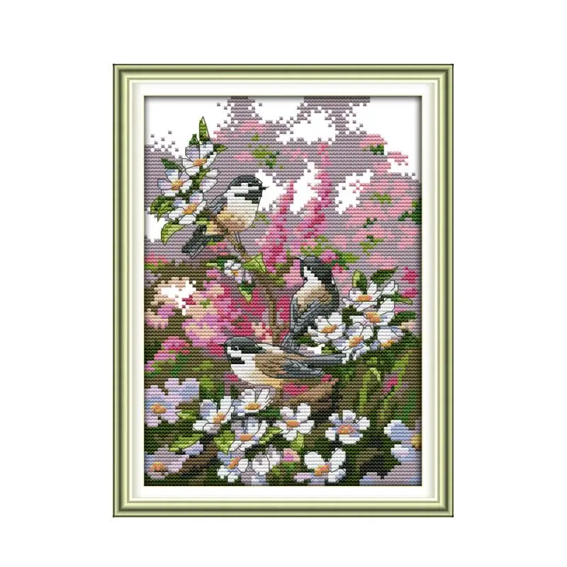 Cross Stitch Kit Three birds cross stitch kit animal 18ct 14ct 11ct count printed canvas stitching embroidery DIY handmade needlework
