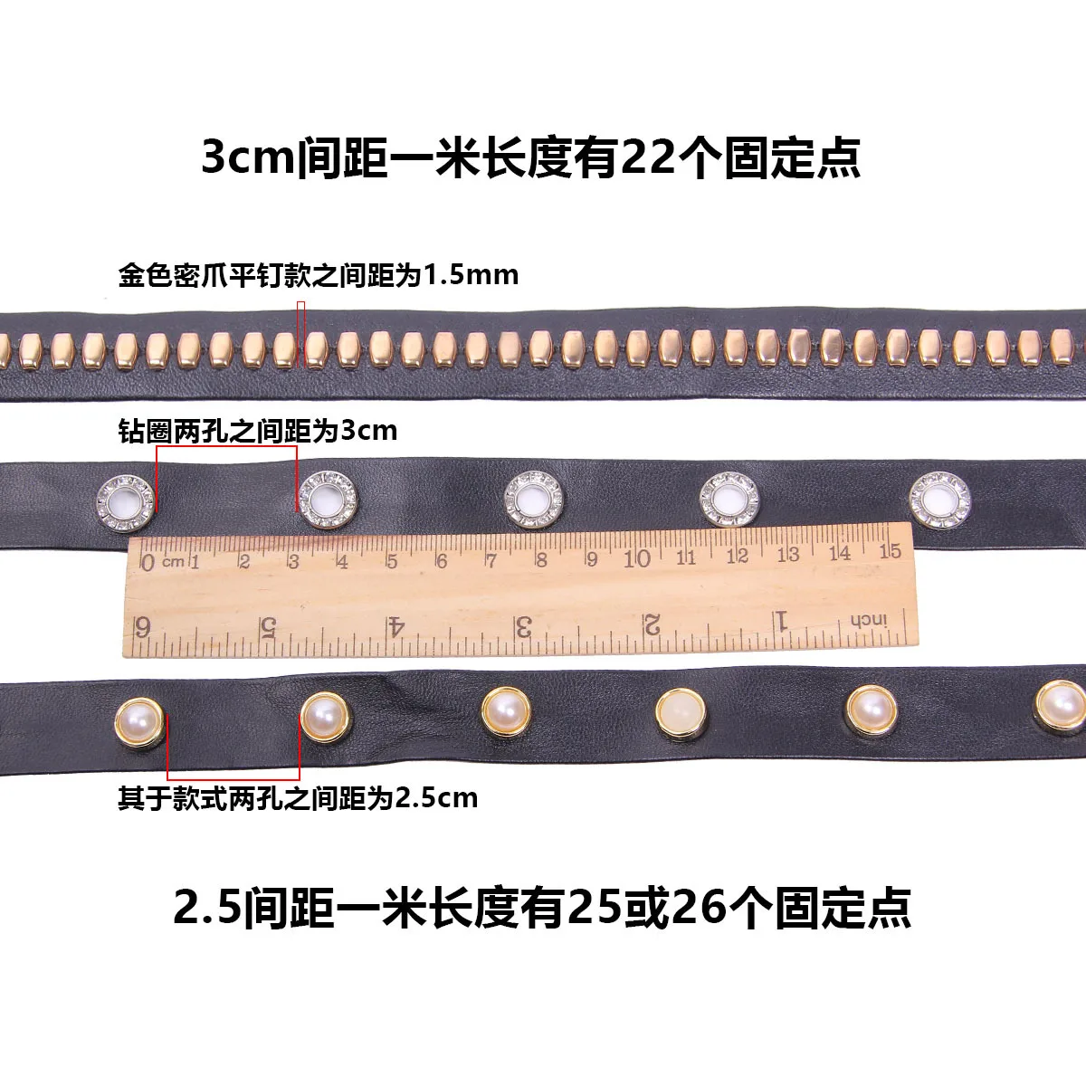 Leder PU Niet Punk Hip Hop Leder Seil Gurtband Band Ösen Band Tülle Bänder Handwerk Schmuck Trimmen Kragen Zubehör – Detail 4