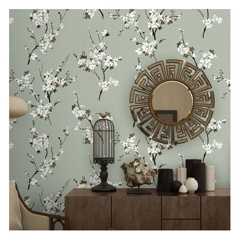 

American Rustic Vintage Flower Wallpaper Retro 3d Plum Floral Wallpapers Roll Bedroom Living Room Decor Murals Wall Paper