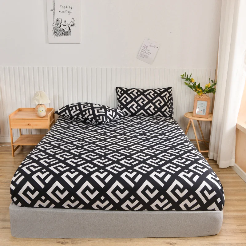 Simple Style Bedsheet Breathable Bed Cover Fitted Sheet with Elastic Band Mattress Protector Home Bed Linen (No Pillowcase) 2