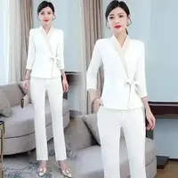 Femme Travail Vêtements Pantalon Costume Imprimer Logo Hôtel Serveur Salon de beauté Spa Massage Nail Cafe Pied Bain Technicien Combinaisons Uniforme 2