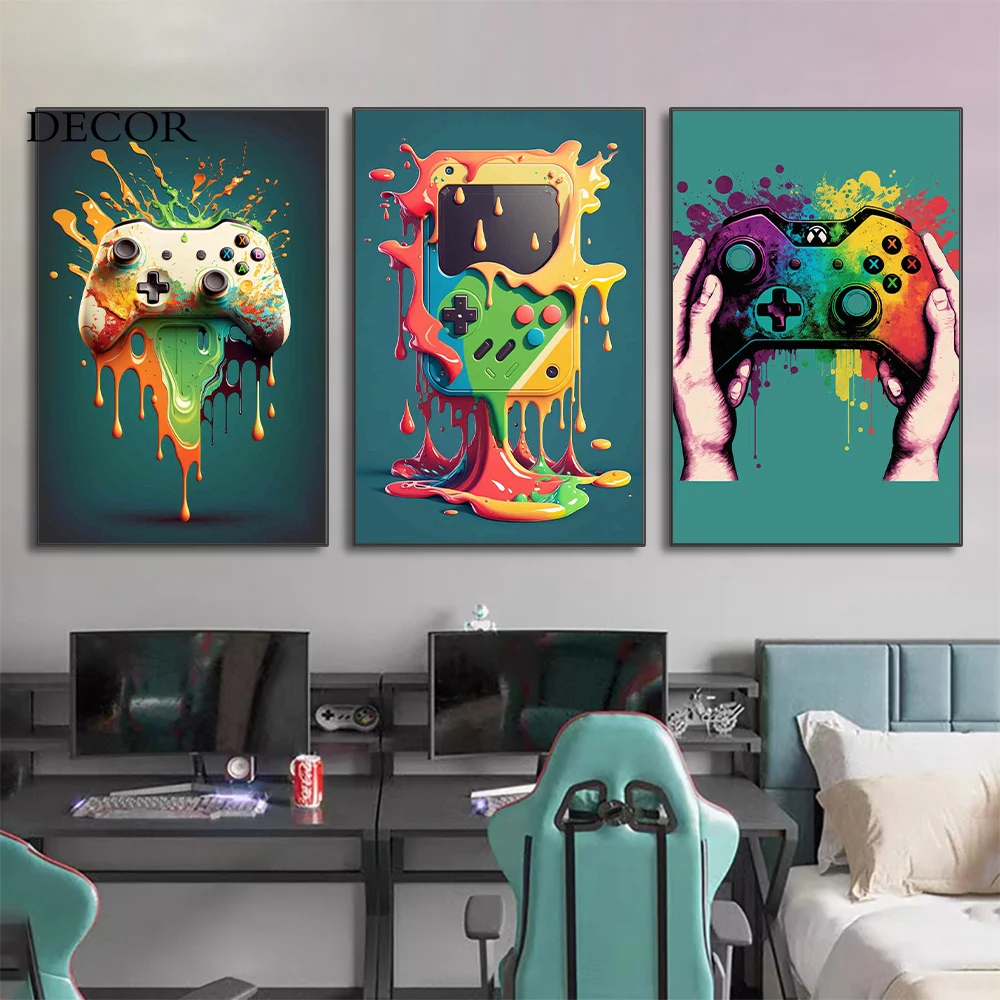 4pcs/set Neon Video Game Sign Posters - Playroom Decorative Wall Art for  Gamers - Vibrant Colors and Retro Style - No Frame Needed