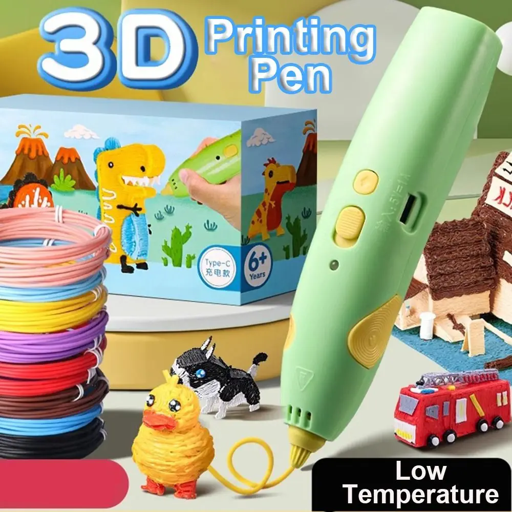 Creative DIY 3D Printing Pen With 6M 1.75mm PCL Filaments Low Print Temperature 3D Pens ABS USB Cable Drawing Pen Children