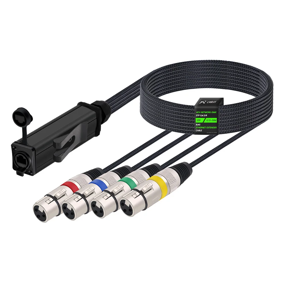 XLR-zu-Ethercon-Kabel, RJ45-zu-4-Kanal-3-Pin-Multi-Netzwerkempfänger mit Cat5/6-Netzwerkempfänger für Bühnen- und Aufnahmestudio – Detail 9