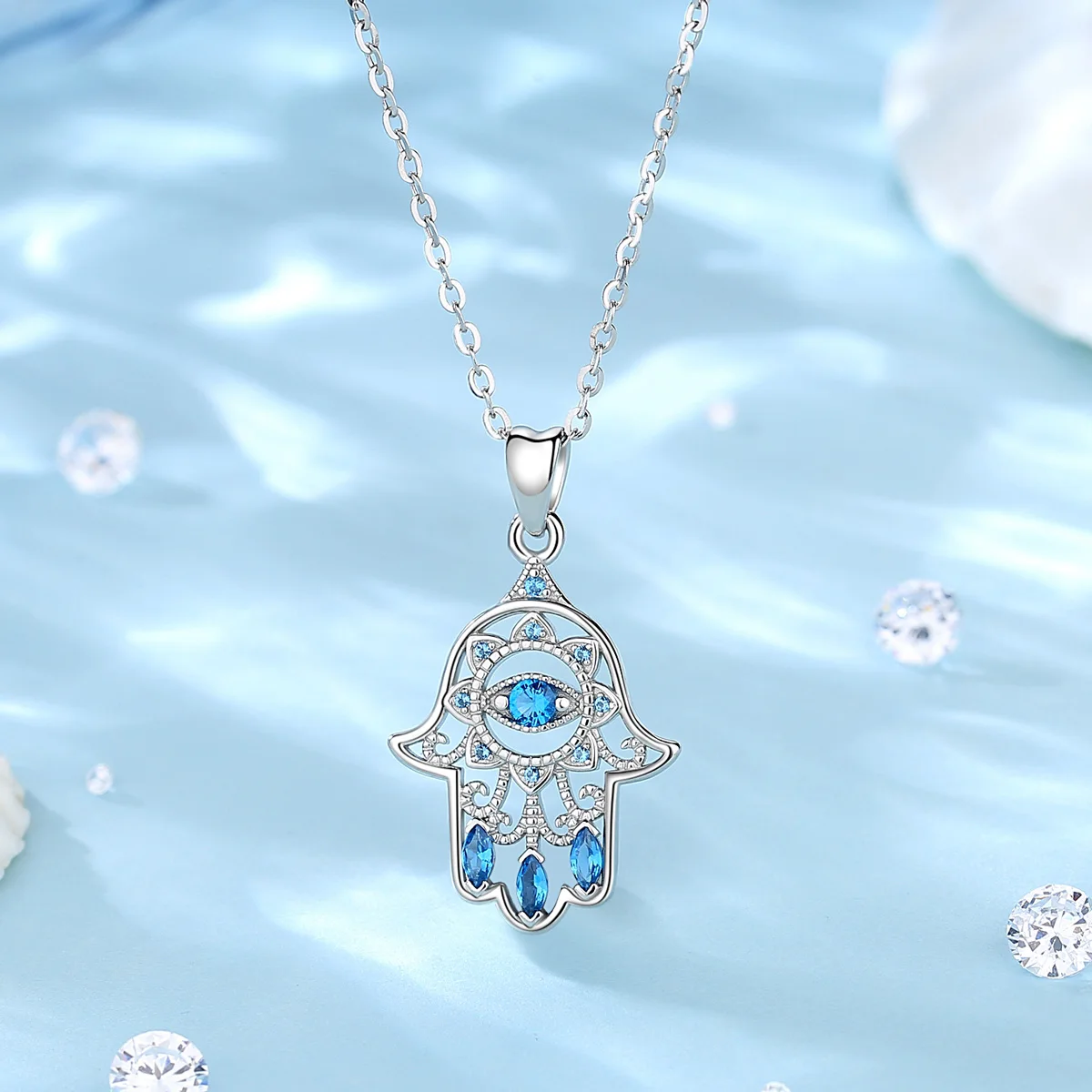 EUDORA-Evil Eye Hamsa Colar Pingente Mão para Mulheres, 925 Prata  Esterlina, Azul e Azul Cristal, Joias Fatima Fino, Presente de Aniversário  - AliExpress, image size:1200x1200