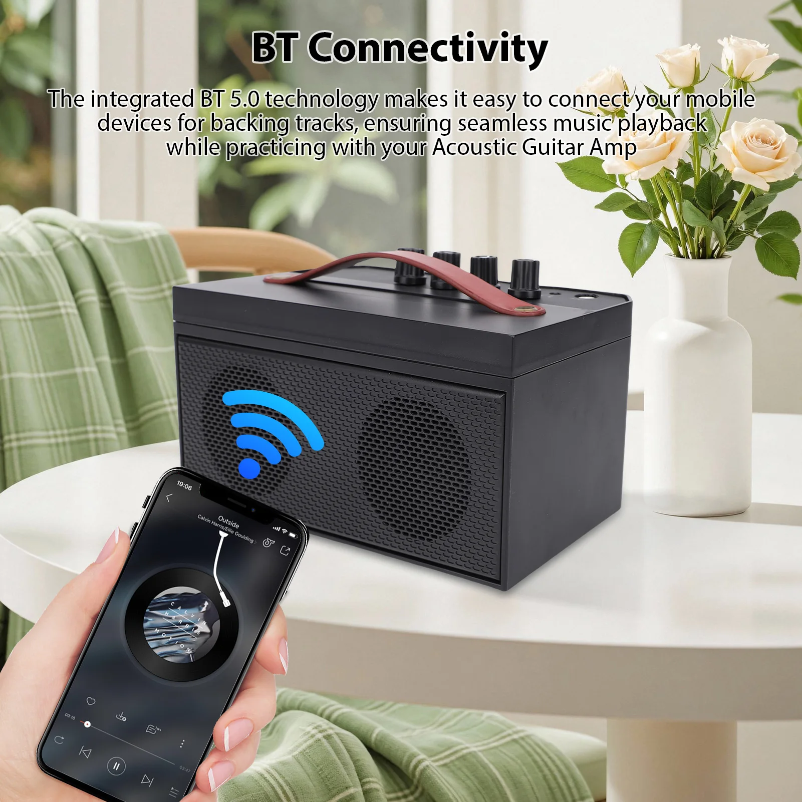 30W electric guitar amplifier portable acoustic guitar BT speaker with reverb distortion clean function accessories