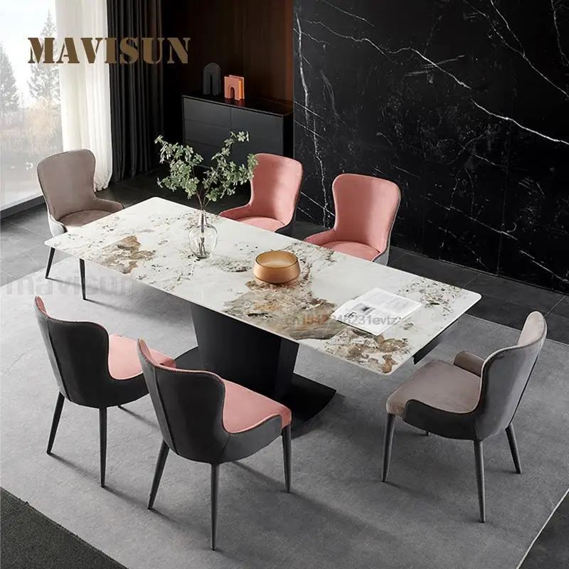 Kitchen Minimalist Round Rock Board Table Dining Room Carbon Steel