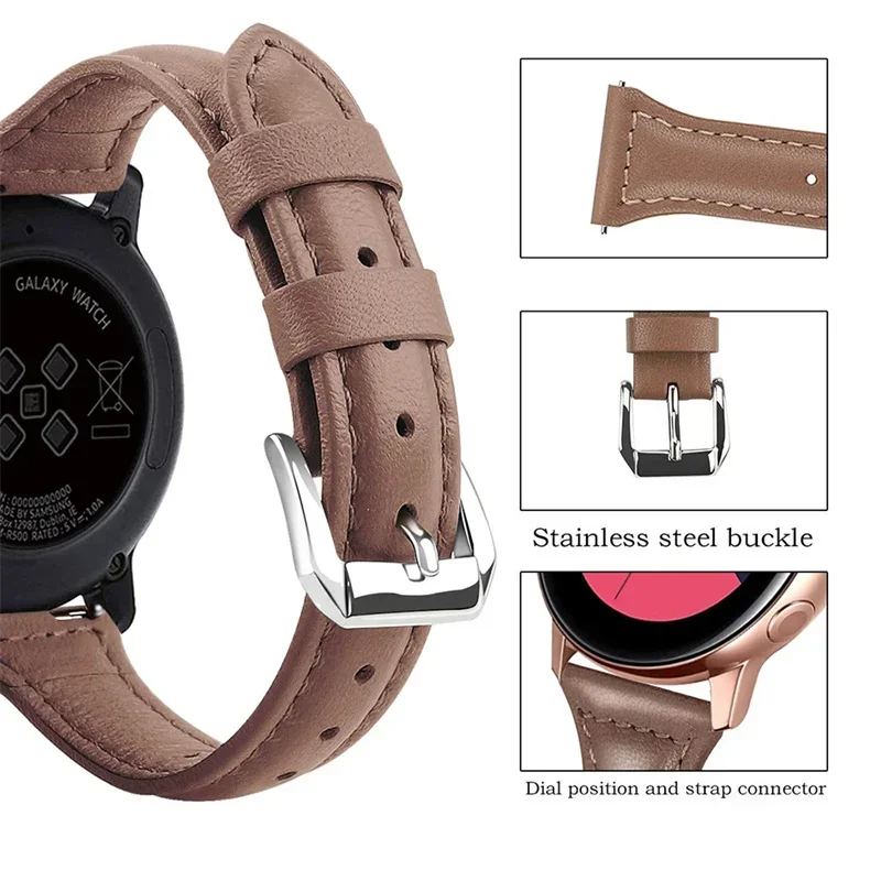 Slim Leather Watch Strap - 20mm/22mm Adjustable Bracelet