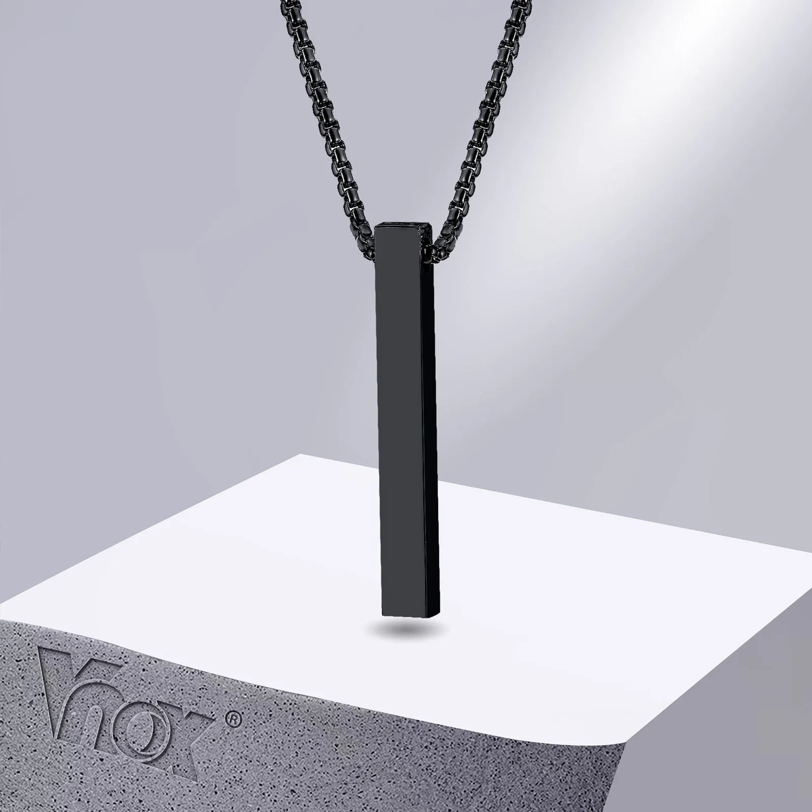 Collana pilastro Vnox 5mm per uomo donna, ciondolo Bar 3D in acciaio inossidabile, colletto collo Unisex Casual semplice minimalista