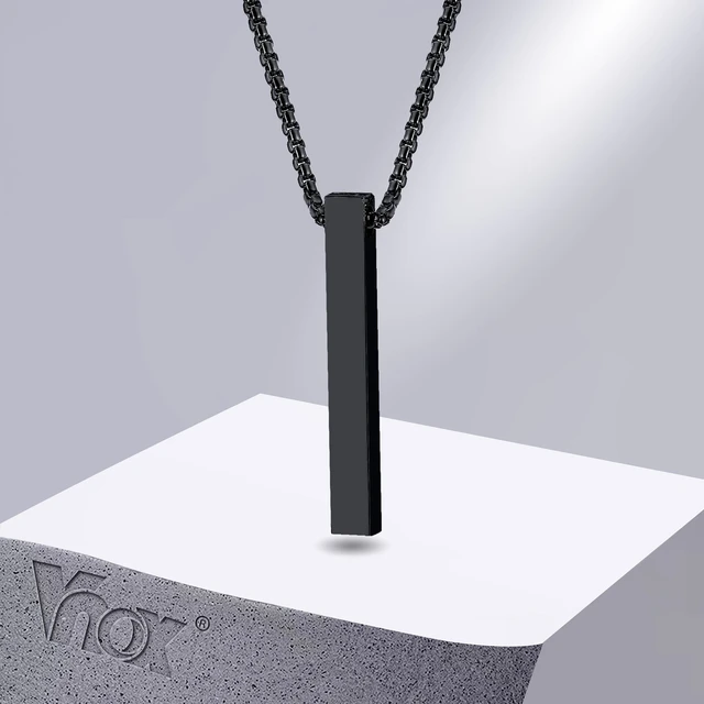 Buy Oak&Luna Personalized Custom Pillar Bar Necklace -3D Engraved 4 Sides-  Sterling Silver 925 Jewelry Gift for Her- Mother Day Pendant online |  Topofstyle