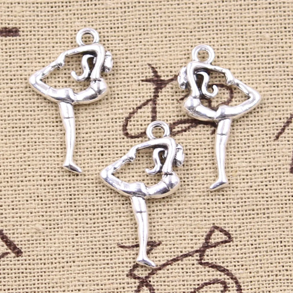 20pcs 매력 체조 Sporter 체조 선수 26x15mm 수제 펜던트 만들기, 빈티지 티벳 실버 색상, 목걸이에 대한 DIY