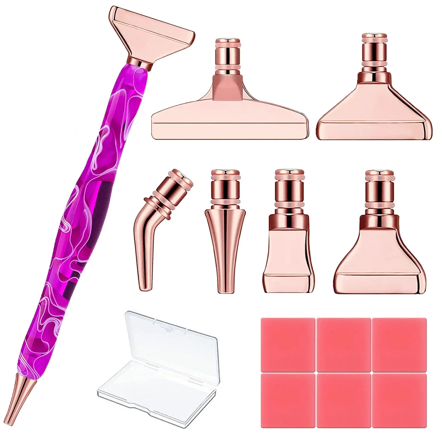 

14pcs 5D Diamond Painting Tool Resin Point Drill Pen With Metal Point Drill Heads And Replaceable Placer Tip Clay Accessories