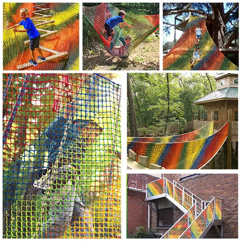 Kids Playground Play Safety Net Outdoor Climbing Cargo Net Children Obstacle Course Double Layer Backyard Anti Fall Saftey Net 4