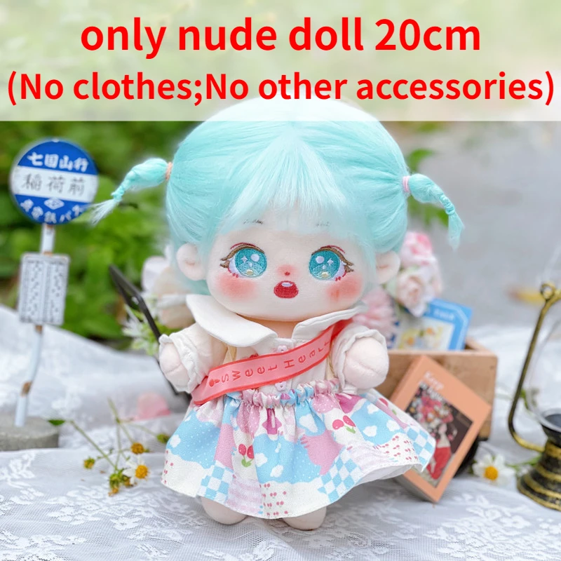 

Limited 20cm Plush Doll Blue Hair and Blue Eyes Stuffed Plush Cotton Nude Doll Soft Toy Mini Plush Doll Body Clothes Costume Toy