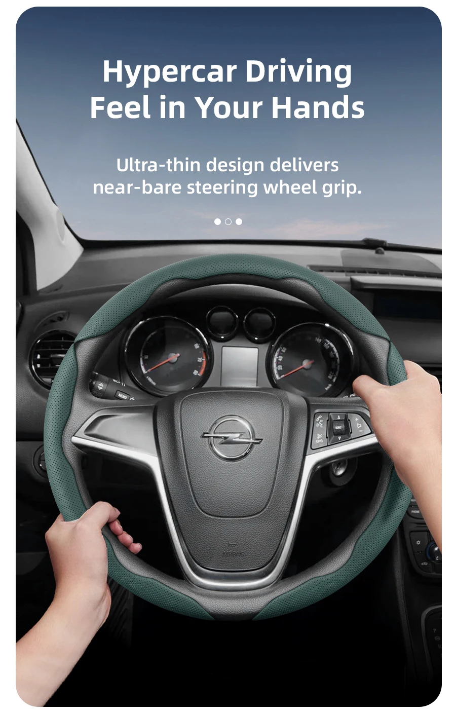 Passend für Opel belüftete Leder-Lenkradabdeckung, segmentiert, Astra H Gtc J Insignia Corsa D E Mokka Vectra C K Zafira B – Detail 9