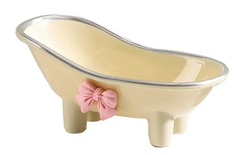 

Cartoon Bathtub Shape Holder with Drain Dish Non-slip Drain Soap Dish Easy Cleaning Soap Saver Dry Stop Tray Creative Sucker