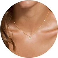 Collier initial A-Z plaqué or 18 carats, collier en acier inoxydable avec lettres mignonnes pour femmes 4