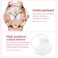 OLEVS 5539 Quartz Watch Woman Flowing Crystal Design Roman Numeral Scale Ladies Wristwatch Leather Strap Waterproof Womens Watch 2