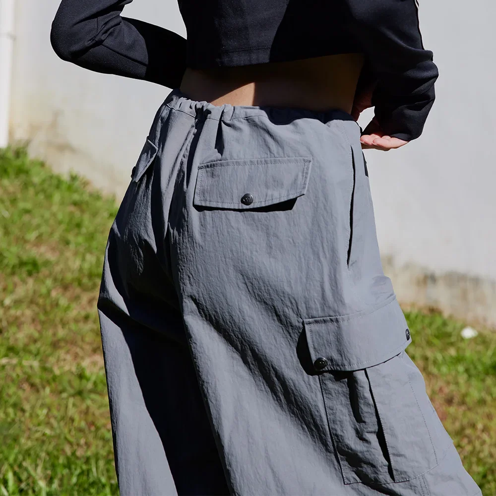 OhSunny Hiking Pants Women Wide-leg Trousers Anti-UV Large Pocket Loose Casual High Waist Adjustable Sunscreen Straight Overalls