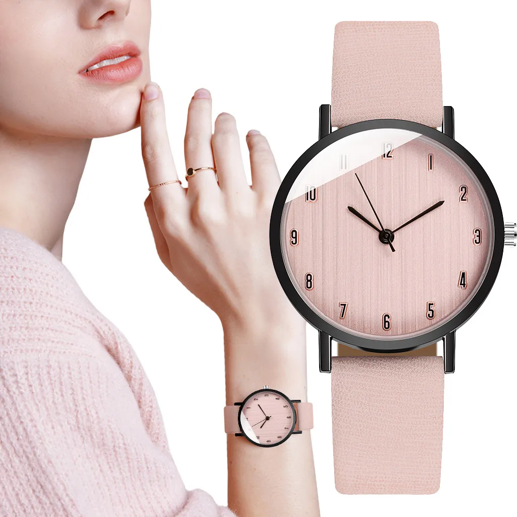 

Women'S Fashion Watch Casual Simple Quartz Leather Strap Watch Black Case Analog Wristwatches Reloj Para Mujer Relogios Feminino