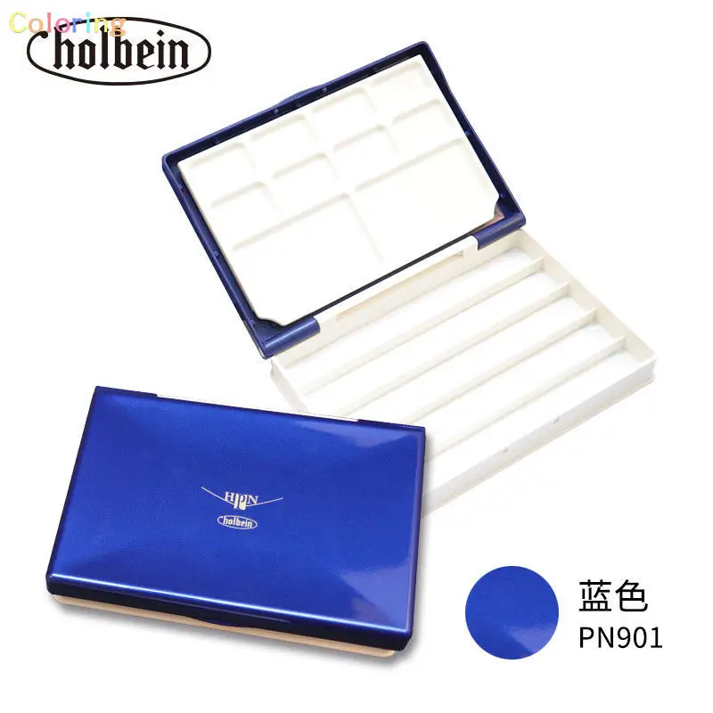 프리미어 홀바인 PN901 자석 케이스가 포함된 고체 수채화 팔레트 - 블루, 간편한 혼합 및 보관을 위한 컴팩트한 미술용품 아트 S