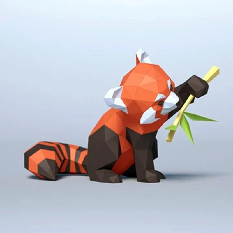 Lesser Red Panda Paper Model Hand Made DIY Puzzles Toys Home Decor Room Ornament Desk Decoration Cute Geometric Paper Figures