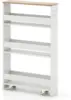 on Wheels Next to Fridge, Laundry Room Cart Between Washer and Dryer, Narrow Kitchen Cart for Small Spaces (White & Natural) 1
