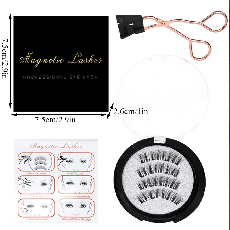 2 Pairs Natural Magnetic Eyelashes Handmade Reusable Magnetic False Eyelashes Natural Mink Eye Lashes Extension Makeup Tool images - 6