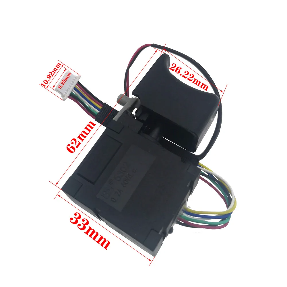 DC 7.2-24V 36V 42V 60V 2106/JC15-6 Elektrischer Schraubenschlüsselschalter Elektrische Bohrmaschine DIY Allgemeiner Geschwindigkeitsregler Druckknopfschalter – Detail 5