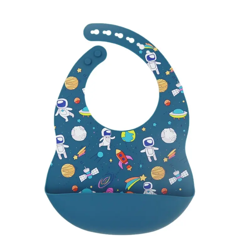 New Arrival silicone baby bibs silicon printing newborn bib feeding burp cloth avocado zoo tractor printing tableware 4