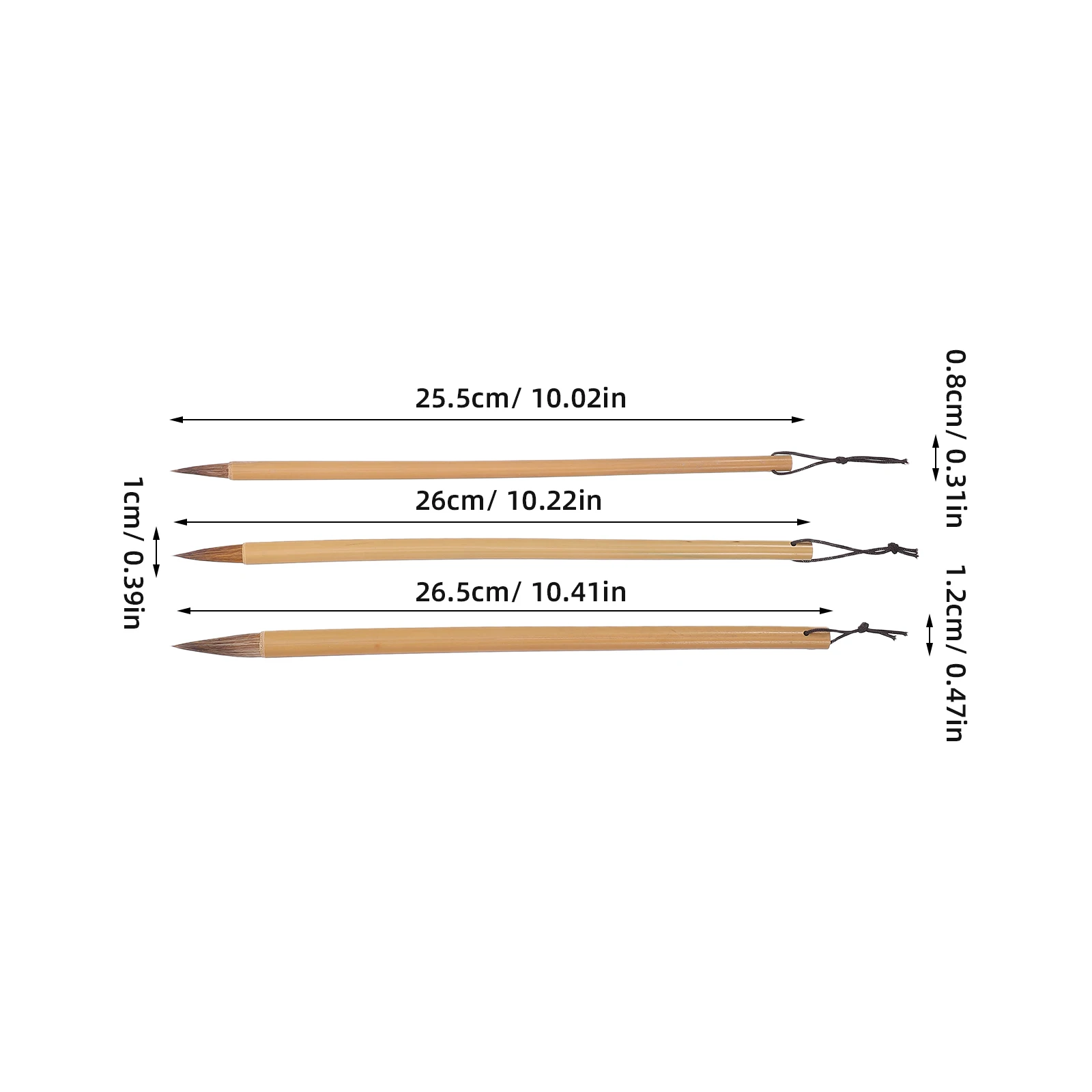 3Pcs 학생용 대나무 서예 붓 전문 늑대털 잉크 붓 중국 일본 수채화 예술 창작용