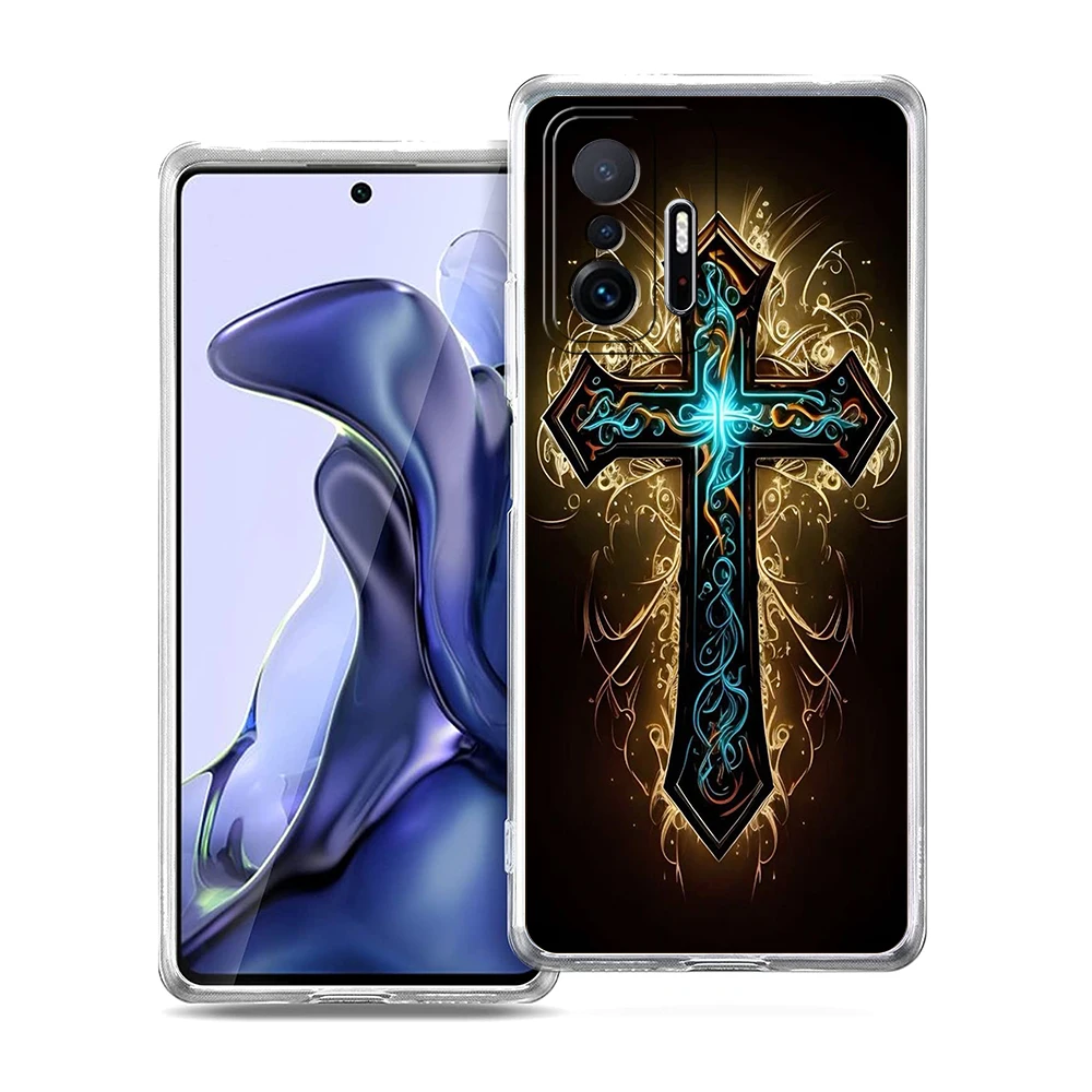 Gothic Cross Bling Glitter Soft TPU Transparent Phone Case