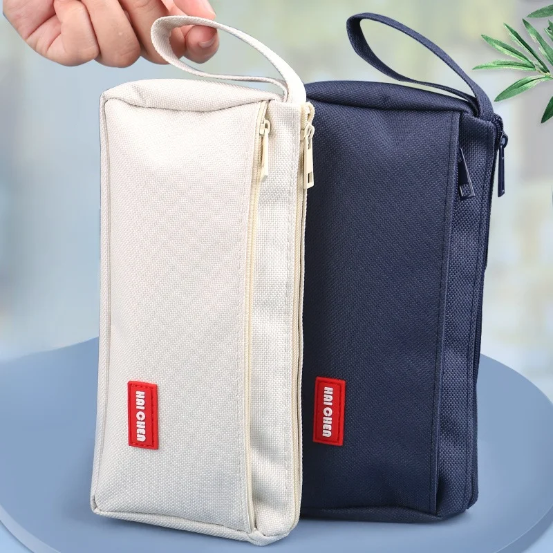 High Capacity Pencil Bag Case Zipper Girls Cosmetic Bag Two Layers Stationery Makeup Brushes Lipsticks Storage Organizer