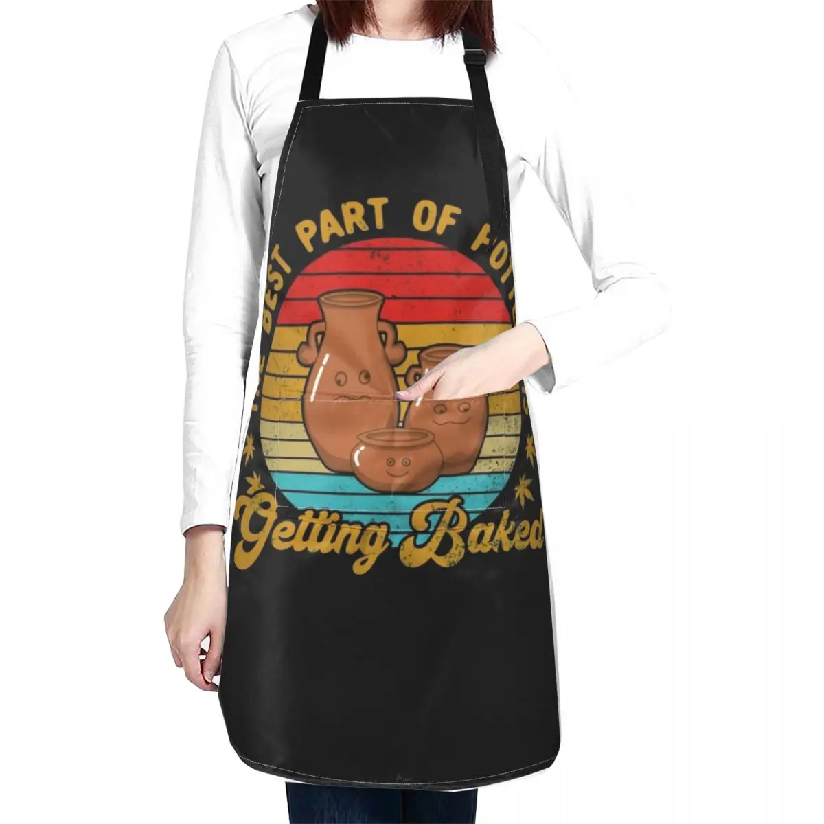 

The Best Part of Pottery Is Getting Baked Retro 70's Pottery Apron Dress Apron manicurist apron