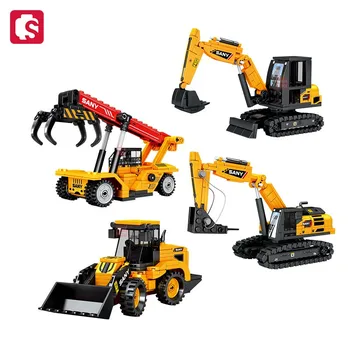 SEMBO City Construction Engineering Vehicle Building Blocks MOC Excavator Crane Truck Assembly Model Bricks Toys Boys Kids Gifts